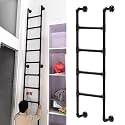 Metal Loft Wall Ladders 38 Step Window Well Escape Ladder Forged Iron Attic Ladder HeavyDuty Emergency Stairs for Bunk Beds &amp; Basement Access