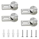 Metal Mirror Brackets, 4Pcs Round Wall Mounted Holder Kit for 4-6mm Thick Frameless Mirror