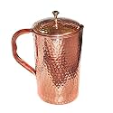 Hammered Pure Copper Tamba Water Jug with Antique Brass knob | 1.5L | Storage Water,Home Kitchen,Gifts and Benefits for Health.…