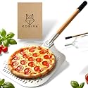 Metal Pizza Peel | Aluminum Pizza Peel 14"x12" with Detachable Beechwood Handle | Perforated Non-Stick Metal Pizza Paddle for Launching, Turning & Retrieving | Ooni Compatible Pizza Oven Accessories