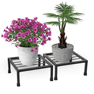 techsrmaji metal plant stand for balcony set of 2 pot stands for outdoor indoor plants heavy duty rust-free iron gamla stand black