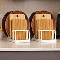 Metal Plate cutting board rack Holder Multipurpose Kitchen Dish Drying Organizer for Plates and chopping board stand Space Saving and kitchen tray holder [2piece white]