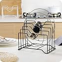 Metal Plate pan rack Rack Holder Multipurpose Kitchen Dish Drying Organizer for pan Plates, and cutting board stand– Space Saving &amp; Rust Resistant (Matte Black) (Casual)