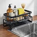 Metal Sponge Holder for Kitchen – Auto-Draining Organizer Caddy with Soap Tray, Dish Brush Holder & Towel Bar – Large Capacity Kitchen Sink Storage Rack (2)