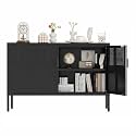 Metal Storage Cabinet,2 Door TV Stand, Metal Mesh Accent Cabinet