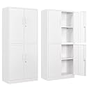 Metal Storage Cabinet with 3 Adjustable Shelves,Garage Storage Cabinet with Lock,White Metal Cabinets with Locking Doors,71" 4 Door Pantry Cabinet,Lockable Cabinets for Home,Office,Garage,Kitchen