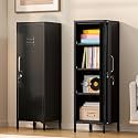 Metal Storage Locker,47" H Home Office Storage Lockers for Employees with 1 Locking Door ＆ 3 Adjustable Shelves,File Storage Cabinets forGarage, School, Office, Gym (Black)