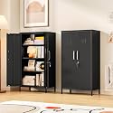 Metal Storage Locker,47" H Home Office Storage Lockers for Employees with 2 Locking Door ＆ 3 Adjustable Shelves,File Storage Cabinets forGarage, School, Office, Gym (Black)