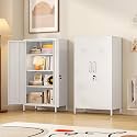 Metal Storage Locker,47" H Home Office Storage Lockers for Employees with 2 Locking Door ＆ 3 Adjustable Shelves,File Storage Cabinets forGarage, School, Office, Gym (White)