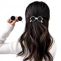 Metal Sunglasses‑Shaped Hair Clip – Silver Frame, Inserts, 8 cm × 3.2 cm