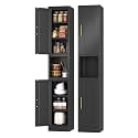 Metal Tall Narrow Storage Cabinet,67" H Freestanding Floor Cabinet with 2 Doors and 4 Adjustable Shelves,Pantry Storage Cabinets for Bathroom,Living Room,Entryway and Kitchen(Black)