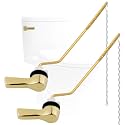 Metal Toilet Handle Replacement, 2PCS Universal Side Mount, Shiny Gold