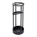 Metal Umbrella Stand with Drip Tray, Black, Round, 19.7 x 8.0 Inch, Entryway Holder