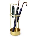 Metal Umbrella Stand with Drip Tray, Gold, Round, Removable Hook, 68cm Height, 20cm Diameter