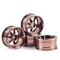 Metal Wheel Hub, 4pcs Aluminium Alloy Wheel Hub for Universal 1/10 Flat Running Drift RC Car Model Accessory(Coffee)