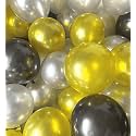 Metallic Balloons Best for Birthday, Parties, Wedding, Engagement, Anniversary, Baby Shower, Bachelor Party, Festivals and Many More Occasions (Pack of 100, Golden Black White)