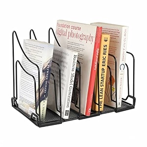 metaltouch metal desktop magazine stand amp file organizer - tiered shelf book amp magazine storage for home school office - black