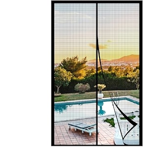 metaonly fiberglass magnetic screen door mesh 3434 x 8234 - fits 3234 x 8034 door size works for patio sliding door keeps bug mosquito out fresh air flow black