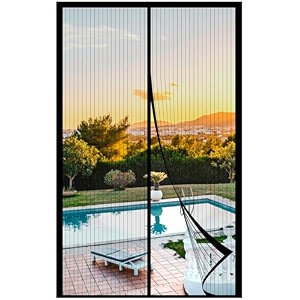 metaonly magnetic screen door fits door size 7234 x 8034 screen door meshdoor screen magnetic closure for patio door enjoy air fresh-black actual screen size 7434 x 8134