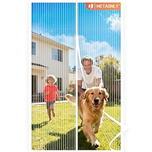 metaonly magnetic screen door mesh - fits 3234 x 8034 door actual screen size 3434 x 8234 for patio sliding door fresh air flow - white