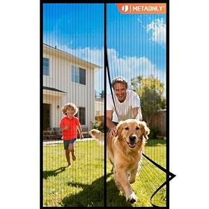 metaonly magnetic screen door mesh works for patio sliding door keeps bug mosquito out fresh air flow fits 3634 x 7834 door - curtain size 3834 x 8134 black