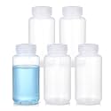 METAPACK 8 oz/250 ml Wide Mouth Plastic Bottles with Airtight Lids, Food Grade PP Sample Containers, Leakproof for Water, Lab Liquids, Medicine and Powder Storage, Clear, 5 Pack