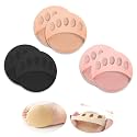 Metatarsa Foot Pads Reusable Soft Ball of Foot Cushions Forefoot Pads for Women Prevention Pain Relief Honeycomb Fabric Foot Pads (Black-Beige-Pink)