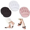 Metatarsa Foot Pads Reusable Soft Ball of Foot Cushions Forefoot Pads for Women Prevention Pain Relief Honeycomb Fabric Foot Pads (Black,Pink,White)