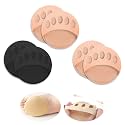 Metatarsa Foot Pads Reusable Soft Ball of Foot Cushions Forefoot Pads for Women Prevention Pain Relief Honeycomb Fabric Foot Pads (2 Pairs Beige /1 Pair Black)