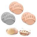 Metatarsa Foot Pads Reusable Soft Ball of Foot Cushions Forefoot Pads for Women Prevention Pain Relief Honeycomb Fabric Foot Pads (2 Pairs Beige /1 Pair Gray)