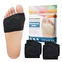 Metatarsal Pads for Men and Women - Gel Cushions for Ball of Foot Pain Relief, Sesamoiditis, Metatarsalgia, Morton's Neuroma - 2 Pairs Fabric Sleeves with Gel Inserts (Black, S)