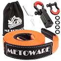 METOWARE Heavy Duty Tow Strap Recovery Kit with Receiver Kit, 3" x 30ft