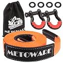 METOWARE Heavy Duty Tow Strap Recovery Kit with D Ring Shackle, 3" x 30ft