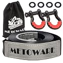 METOWARE Recovery Tow Strap Kit 3" x 20ft 35000 lbs Break Strength (Gray)