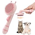 METREE Cat Hair Brush, Cat Brush with Release Button, Grooming Brush for Dogs Shedding, Self Cleaning Cat Brush Comb for Indoor Cats, Pet Slicker Brush for Long Haired Cats (Light Pink)