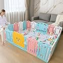Playpen for Babies upto 5 year with Mat and Balls Foldable Baby Play Area Indoor Setup Play Yard Fence for Toddlers Kids Playarea Setup Outdoor Children Play Area with Gate (Teddy Multicolor., 18 Panel)