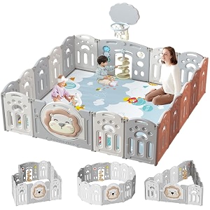 18 panel playpen for babies upto 5 year foldable baby play area indoor setup play yard fence for toddlers kids playarea setup outdoor children play area with gate balls basketball stand mat 66ft36sqft