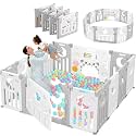 Metreno 18 Panel Baby Play Area Indoor Setup Playpen for Babies upto 5 year Foldable Play Yard Fence for Toddlers Kids Playarea Setup Outdoor Children Play Area with Gate, Balls, mat (Grey, 6*6FT=36SQFT )