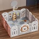 Metreno 18 Panel Playpen for Babies Kids Play Yard with Mat and Balls Gate playard for Baby Play Area Indoor Setup,Kid Toddlers Fence Upto 4 Yrs (6 * 6=36 sqft)