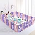 Playpen for babies 0-3 years 18 Panels/36Sqft Kids Play Area Indoor Setup with Mat, balls Play Yard for Baby Toddlers, play pen fence Activity Center with Safety Door Lock,Suction (6 * 6 FT) Purple, pink