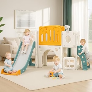 7in1 slider for kids 2 to 5 years big size indoor with basketball combo for home toddler slide baby slide outdoor with ball castle sliding for kid children slides foldable kids slider big size