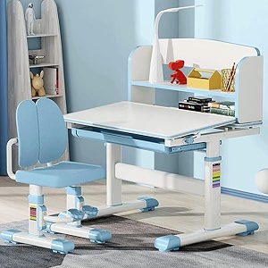 study table for kids 5-12years with chair height adjustable drawing learning reading children study desk with storage cabinet blue 04 adjustable table cushion chair