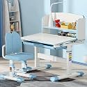 Study Table for Kids 5-12years with Chair Height Adjustable Drawing Learning Reading Children Study Desk with Storage Cabinet (Blue 04, Adjustable Table +Cushion Chair)