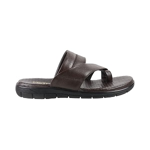 Metro Men Genuine Leather Cross Strap Slippers