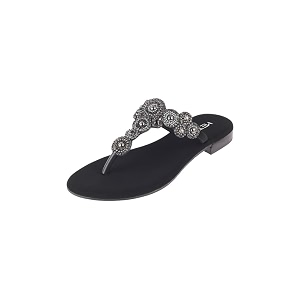 Metro Womens Faux Leather Embellished Comfy Slippers