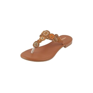 Metro Womens Faux Leather Embellished Comfy Slippers