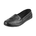 Metro Women Black Leather Ballerina 31-8427