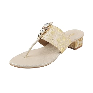 Metro Women Ethnicwear Beaded Block Heel Sandal