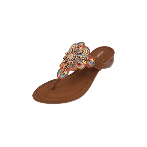 Metro Women Fashion Ethnic Embroidered Heel Slip-on