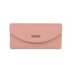 metro women peach faux leather casual wallet with magnetic flap closure 95-133